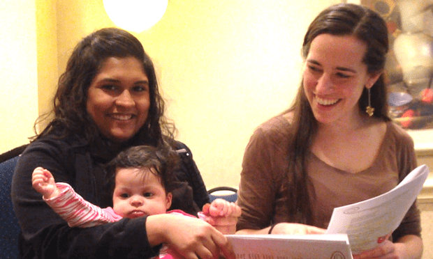 Elsa Negron and singer Jean Rohe perform the lullaby Elsa wrote for her 3-month old girl, Matilda.