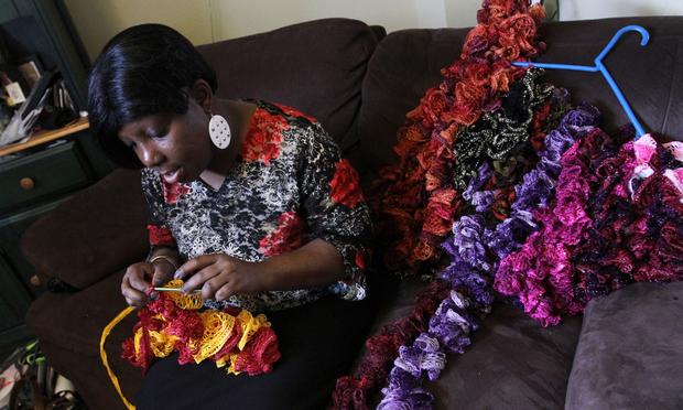 Jean Williams crocheted scarves to occupy her time while she was on medical leave from work last winter. It helped to distract her from the side effects of her chemotherapy treatments.