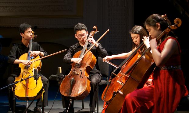 The Konpeito Cello Quartet: Jeremy Tai, Minku Lee, Catherine Kim and Irene Jeong. The Konpeito Cello Quartet: Jeremy Tai, Minku Lee, Catherine Kim and Irene Jeong.