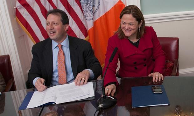 Deputy Leader Brad Lander and Speaker Mark-Viverito at meeting of Rules Committee to vote on Council committee leaders and members.