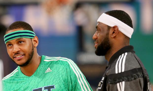 Carmelo Anthony and LeBron James at the 2014 NBA All-Star Game.
