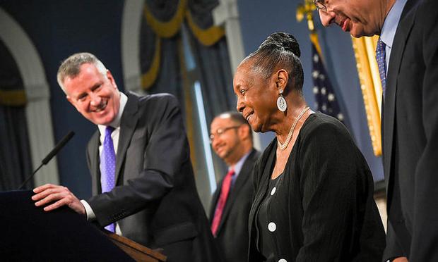 Mayor Bill de Blasio and DC37's Lillian Roberts Announce Tentative Contract Agreement on Wednesday, July 2, 2014.