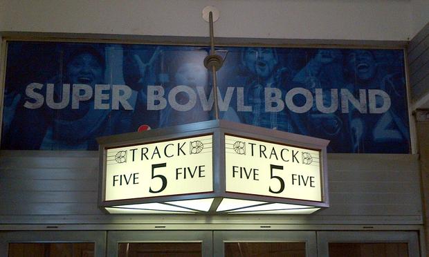 Super Bowl ad at Newark Penn Station