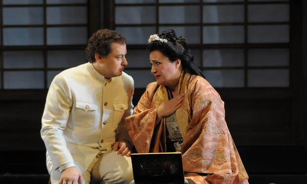 Patricia Racette as Cio-Cio-San and Stefano Secco as Pinkerton in 'Madama Butterfly' at Lyric Opera of Chicago Patricia Racette as Cio-Cio-San and Stefano Secco as Pinkerton in 'Madama Butterfly' at Lyric Opera of Chicago