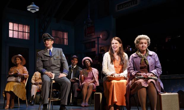 Sutton Foster (orange dress) stars in the cast of 'Violet' at the Roundabout Theatre Company. Sutton Foster stars in the cast of 'Violet' at the Roundabout Theatre Company.