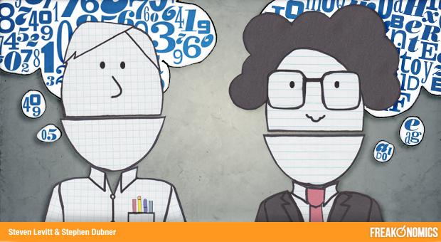 A drawing of Freakonomics hosts Steven Levitt and Stephen Dubner.
