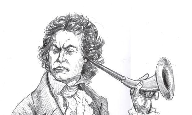Beethoven gives his ear trumpet a test drive Beethoven gives his ear trumpet a test drive
