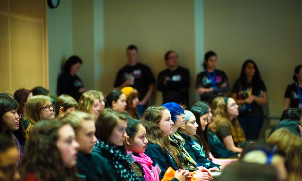 High School girls participate in Chick Tech, one of a growing handful of program designed to get more women interested in studying and creating technology.