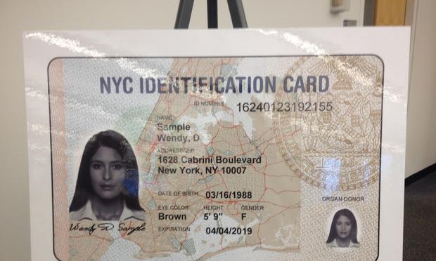 NYC Municipal Identification Card Sample