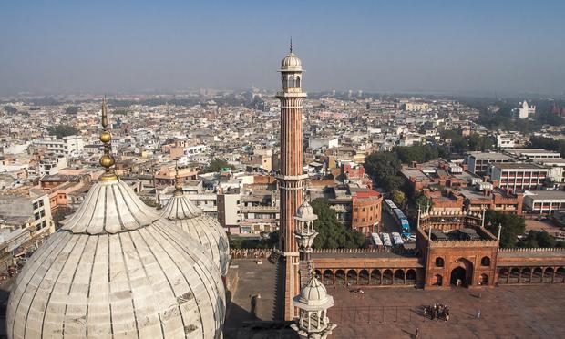 Dome and minaret of Jama Masjid Mosque in Delhi, India Dome and minaret of Jama Masjid Mosque in Delhi, India