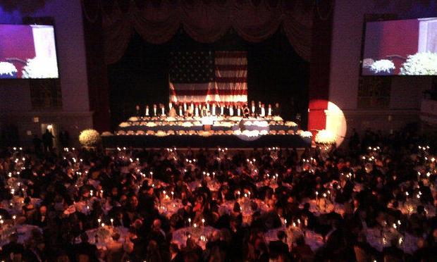 President Obama and challenger Mitt Romney appeared at the Alfred E. Smith charity dinner on October 22, 2012.