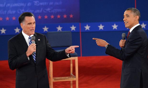 US President Barack Obama and Republican Presidential nominee Mitt Romney debate on October 16, 2012 at Hofstra University in Hempstead, New York. US President Barack Obama and Republican Presidential nominee Mitt Romney debate on October 16, 2012 at Hofstra University in Hempstead, New York.