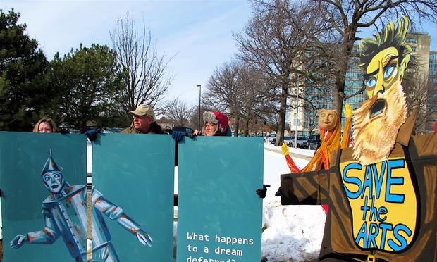 Protesters rally for the arts in Topeka, KS on February 10, 2011. Kansas Arts Protest