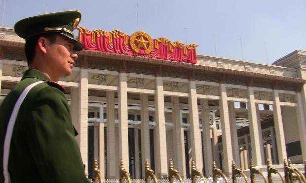 The National Museum of China, grandly situated on Tiananmen Square, reopens on April 1, 2011, after three years of expansion and renovation. National Museum of China, soldier