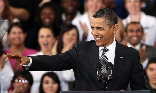 President Barack Obama delivering his 2013 budget address to students at Northern Virginia Community College.