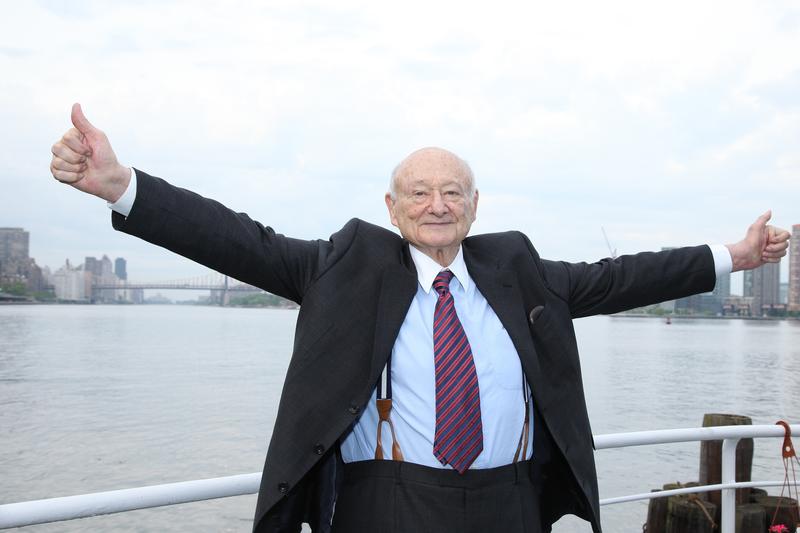 Ed Koch celebrates at the renaming of the Queensboro Bridge in his honor at The Water Club Restaurant on May 19, 2011