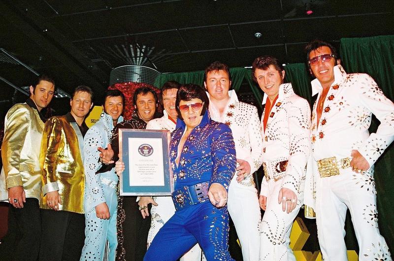 A group of Elvis impersonators with a World Record.