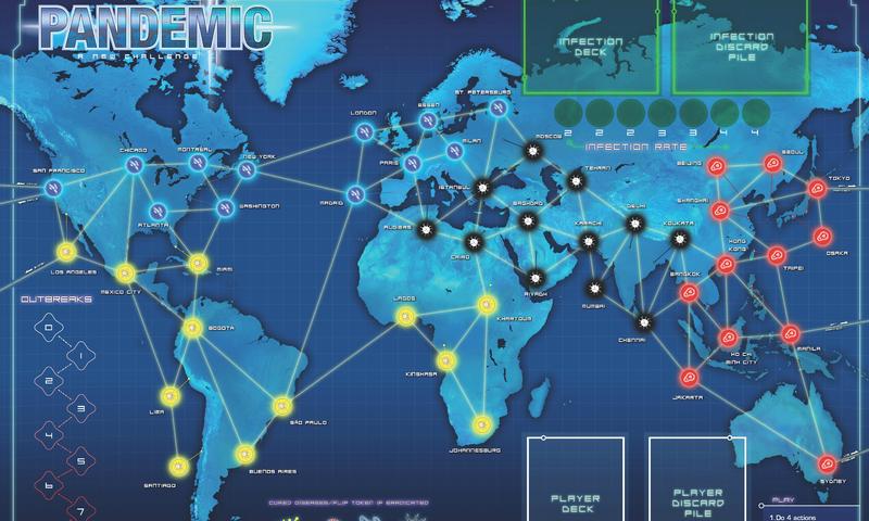 The game board of Pandemic
