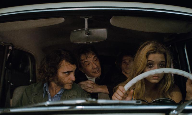 Joaquin Phoenix, Martin Short, Jordan Christian Hearn and Sasha Pieterse in <em>Inherent Vice</em>