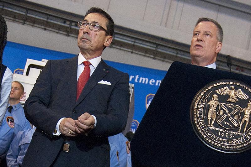 MAY 9, 2014 - Fire Commissioner Daniel Nigro and Mayor Bill de Blasio at the fire academy on Randall's Island.