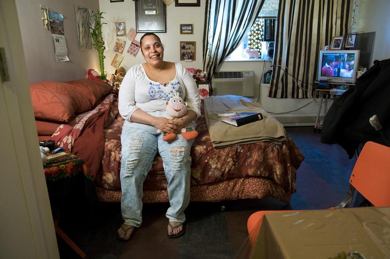 Lissette Encarnacion in her apartment at The Brook, a supportive housing complex in the Bronx