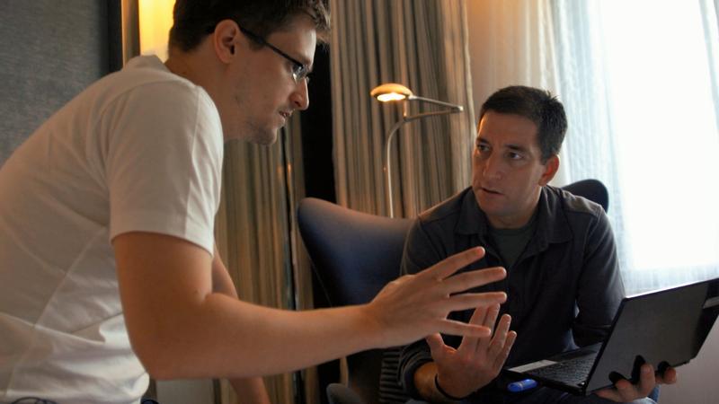 Edward Snowden and Glenn Greenwald in Hong Kong, from "Citizenfour," a film by Laura Poitras.