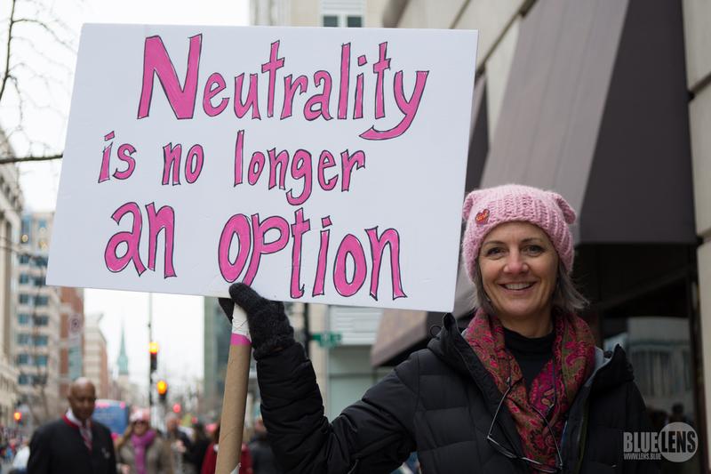 A woman holds a sign at the Women's March on January 21, 2017.