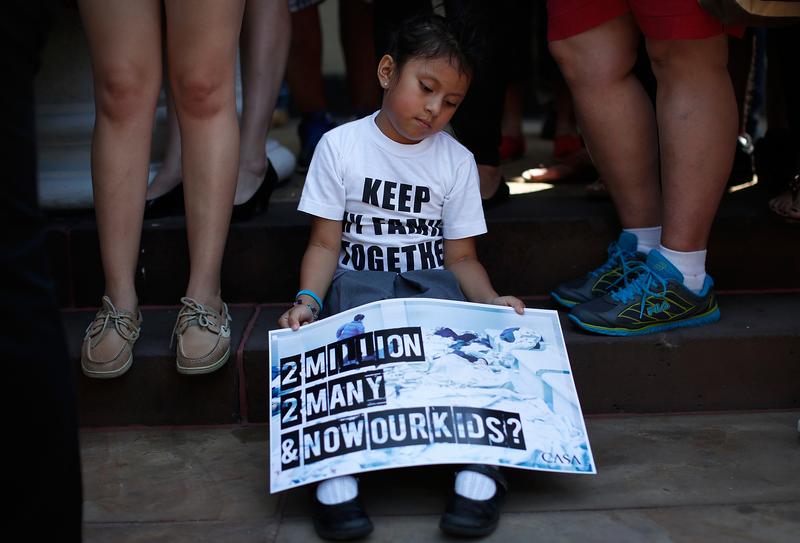 Heather Pia Ledezma, age 4 and from Mexico, during an immigration rally July 7, 2014 in Washington. Participants condemned the President's response to the child migrant crisis.