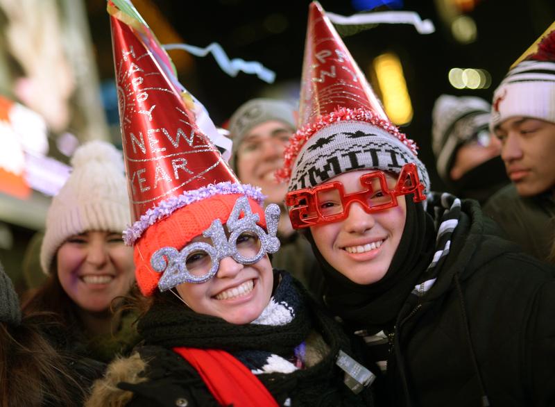 Thousands of revelers gather in New York's Times Square to celebrate the ball drop at the annual New Year's Eve celebration on December 31, 2013 in New York.