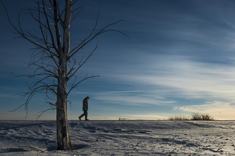 A member of the White Earth Indian Reservation in near Mahnomen, MN on February 4, 2014.
