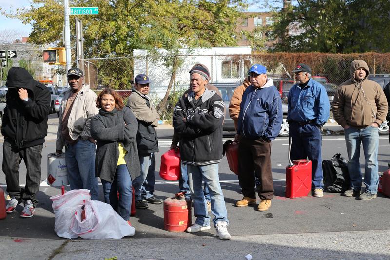 A gas line in Williamsburg, Brooklyn, in the days following Sandy