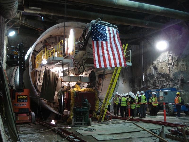 A tunnel boring machine in San Francisco's Central Subway tunnel