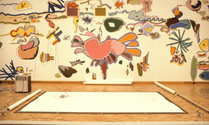 Harold Cohen exhibition at the San Francisco Museum of Art, mural from AARON images, 1979