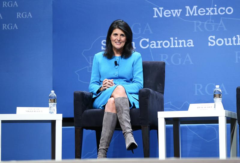 South Carolina Gov. Nikki Haley participates in a panel discussion during the Republican Governors Association annual conference Wednesday, Nov. 18, 2015, in Las Vegas.