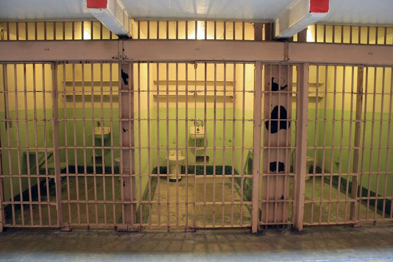 Cells of the prison on Alcatraz Island, San Francisco Bay.