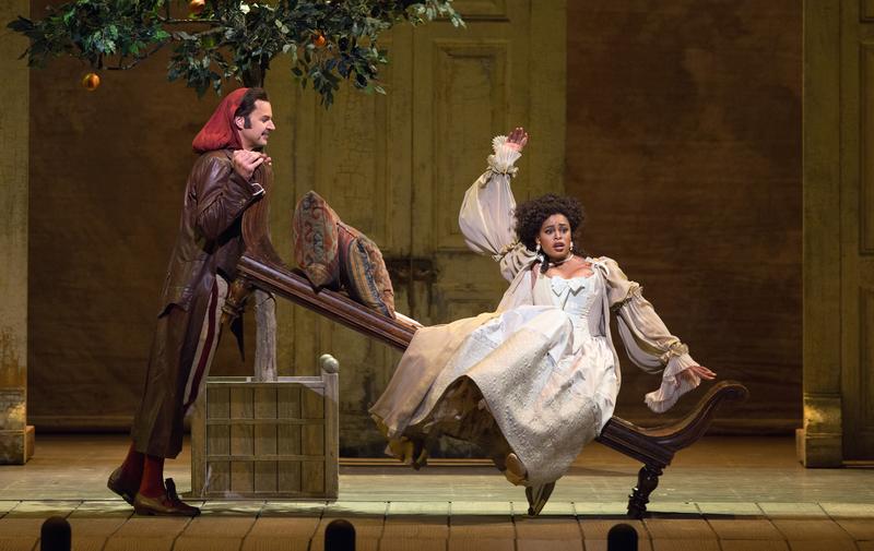 Peter Mattei as Figaro and Pretty Yende as Rosina in 'Il Barbiere di Siviglia.'