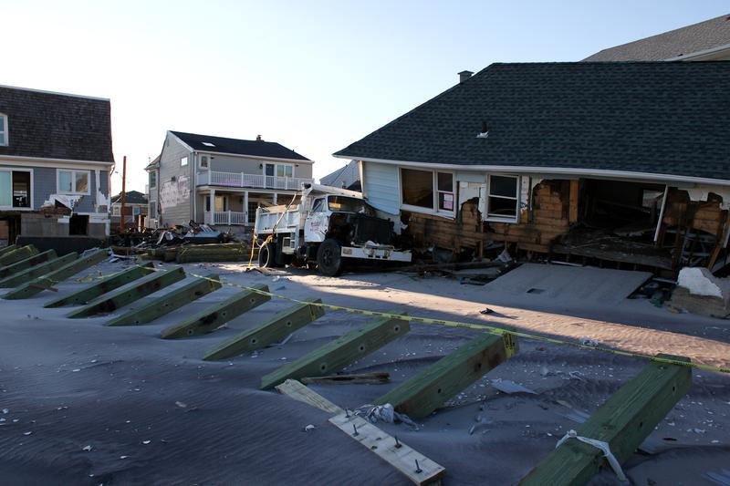 Boardwalk in Belle Harbor, Queens destroyed after Hurricane Sandy.