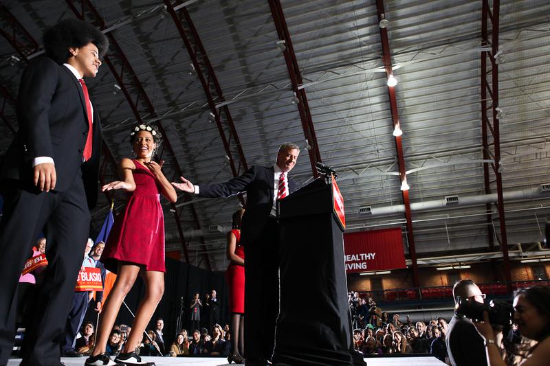 Bill de Blasio and his family on election night Nov. 5 2013.