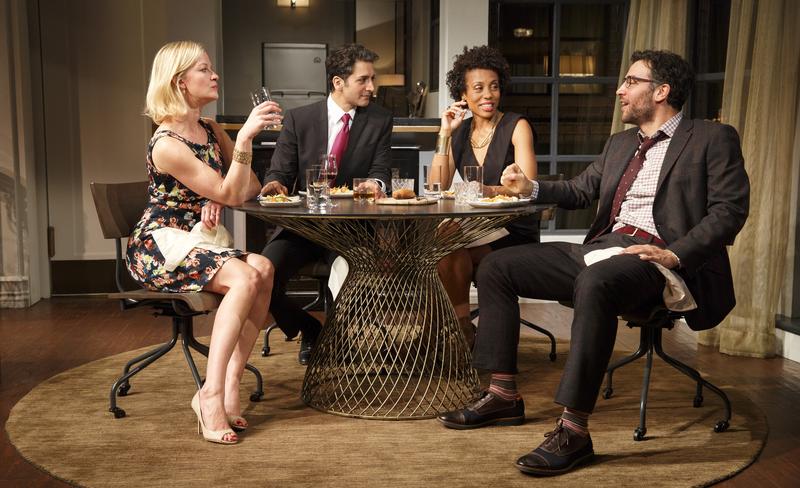Gretchen Mol, Hari Dhillon, Karen Pittman and Josh Radnor in 'Disgraced' at the Lyceum Theatre.