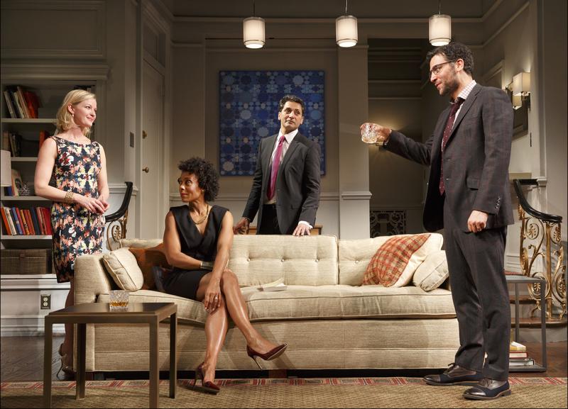 (L-R) Gretchen Mol, Karen Pittman, Hari Dhillon, Josh Radnor in Disgraced, winner of the 2013 Pulitzer Prize for Drama, now on Broadway