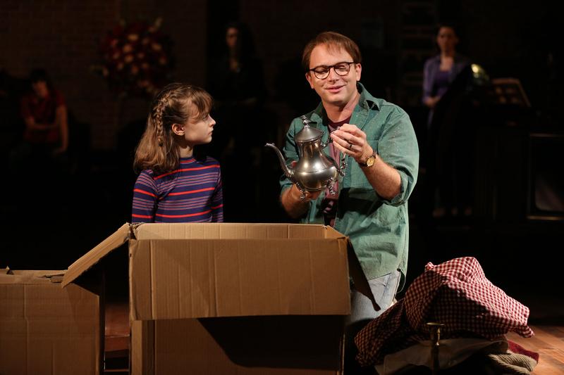 Sydney Lucas and Michael Cerveris in Fun Home, with music by Jeanine Tesori, book and Lyrics by Lisa Kron, based on the Alison Bechdel book, and directed by Sam Gold, at The Public Theater.