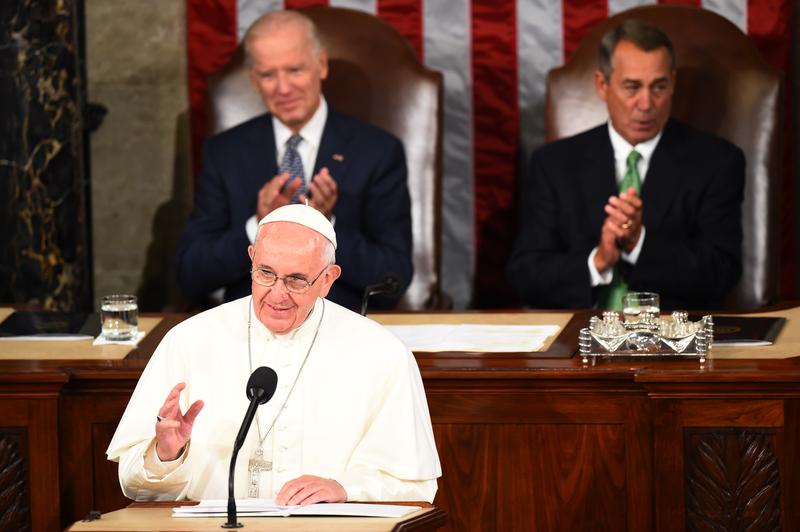 Pope Francis addresses a joint session of Congress on September 24, 2014 in Washington, DC.