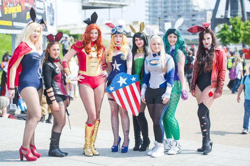 Members of The Marvel Bunnies appear on Day 1 of MCM London Comic Con at The London ExCel on May 27, 2016 in London, England.