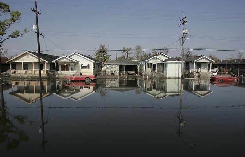 The streets of New Orleans Ninth Ward were still fllooded more than a week after Hurricane Katrina caused numerous levee breaks. September 9, 2005.