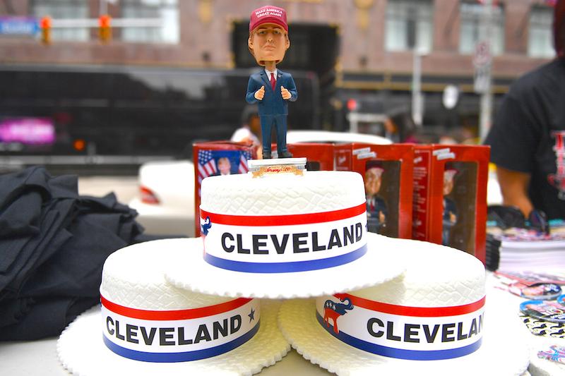 Cleveland convention hats are sold downtown ahead of the upcoming Republican National Convention on July 17, 2016 in Cleveland, Ohio.