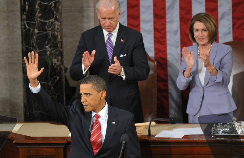 President Obama concludes his first State of the Union address in 2010.