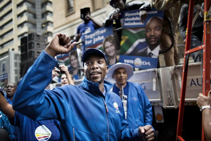 Musi Maimane, Gauteng Province Premier Candidate for the Democratic Alliance, S. Africa's main opposition party, during a protest against corruption and unemployment on April 23, 2014, Johannesburg..