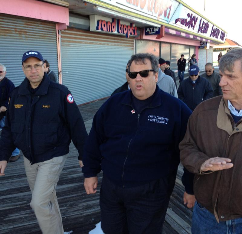 Gov. Chris Christie surveys damage at the Jersey shore after Sandy