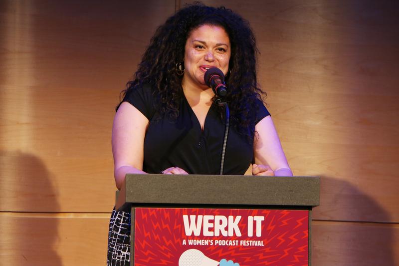 Michelle Buteau delivers the keynote address at Werk It