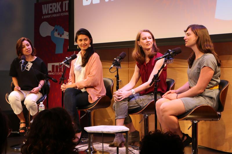 From left, Manoush Zomorodi, Megan Tan, Gretchen Rubin and Andrea Silenzi in conversation at Werk It